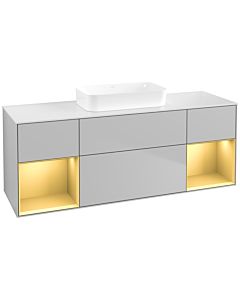 Villeroy und Boch Finion Villeroy und Boch F741HFGJ 160x60.3x50.1cm, étagères laqué or mat, gris clair mat