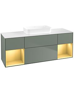 Villeroy und Boch Finion Waschtischunterschrank F741HFGM 160x60,3x50,1cm, Regale Gold matt lacquer, Olive Matt Lacquer