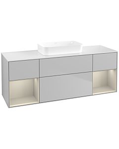 Villeroy und Boch Finion Waschtischunterschrank F741HHGJ 160x60,3x50,1cm, Regale sand matt lacquer, Light grey matt