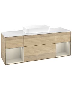 Villeroy und Boch Finion Waschtischunterschrank F741HHPC 160x60,3x50,1cm, Regale sand matt lacquer, Oak Veneer