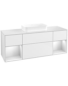 Villeroy und Boch Finion Waschtischunterschrank F741MTGF 160x60,3x50,1cm, Regale White matt lacquer, Glossy white lacquer