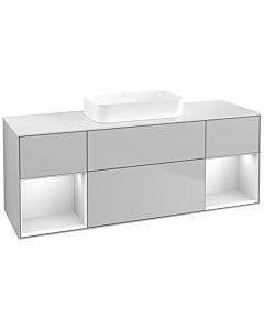 Villeroy und Boch Finion Waschtischunterschrank F741MTGJ 160x60,3x50,1cm, Regale White matt lacquer, Light grey matt