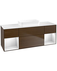 Villeroy und Boch Finion Waschtischunterschrank F741MTGN 160x60,3x50,1cm, Regale White matt lacquer, Walnut veneer