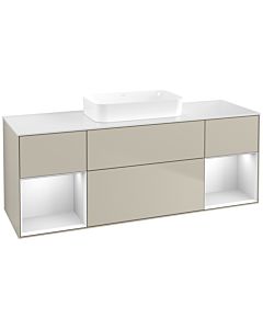 Villeroy und Boch Finion Villeroy und Boch F741MTHH 160x60.3x50.1cm, étagères laqué blanc mat, Sand Matt Lacquer