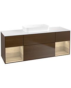 Villeroy und Boch Finion Waschtischunterschrank F741PCGN 160x60,3x50,1cm, Regale Oak Veneer, Walnut veneer