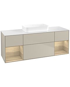 Villeroy und Boch Finion Waschtischunterschrank F741PCHH 160x60,3x50,1cm, Regale Oak Veneer, Sand Matt Lacquer