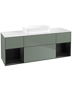 Villeroy und Boch Finion Villeroy und Boch F741PDGM 160x60.3x50.1cm, étagères laqué noir mat, Olive Matt Lacquer