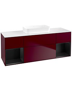 Villeroy und Boch Finion Waschtischunterschrank F741PDHB 160x60,3x50,1cm, Regale Black matt lacquer, Peony Matt