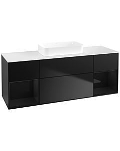 Villeroy und Boch Finion Waschtischunterschrank F741PHPD 160x60,3x50,1cm, Regale Glossy black lacquer, Black matt lacquer