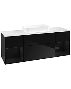 Villeroy und Boch Finion Waschtischunterschrank F741PHPH 160x60,3x50,1cm, Regale Glossy black lacquer, Glossy Black Lacquer