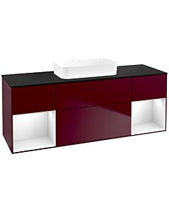 Villeroy und Boch Finion Waschtischunterschrank F742GFHB 160x60,3x50,1cm, Regale Glossy white lacquer, Peony Matt
