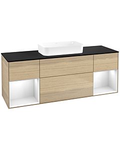 Villeroy und Boch Finion Waschtischunterschrank F742GFPC 160x60,3x50,1cm, Regale Glossy white lacquer, Oak Veneer