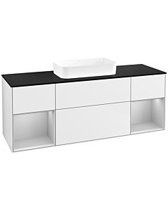Villeroy und Boch Finion Waschtischunterschrank F742GJGF 160x60,3x50,1cm, Regale Light grey matt lacquer, Glossy white lacquer