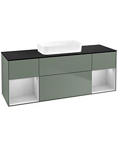 Villeroy und Boch Finion Waschtischunterschrank F742GJGM 160x60,3x50,1cm, Regale Light grey matt lacquer, Olive Matt Lacquer