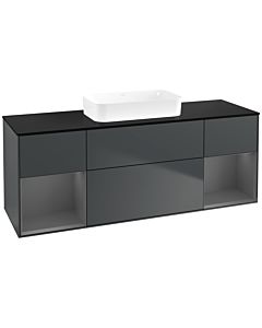 Villeroy und Boch Finion Waschtischunterschrank F742GKHG 160x60,3x50,1cm, Regale Anthracite matt lacquer, Midnight Blue Matt Lacquer