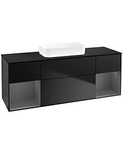 Villeroy und Boch Finion Waschtischunterschrank F742GKPD 160x60,3x50,1cm, Regale Anthracite matt lacquer, Black matt lacquer