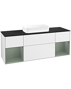 Villeroy und Boch Finion Villeroy und Boch F742GMGF 160x60.3x50.1cm, étagères laqué olive mat, laqué blanc brillant