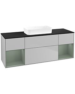Villeroy und Boch Finion Waschtischunterschrank F742GMGJ 160x60,3x50,1cm, Regale Olive matt lacquer, Light grey matt
