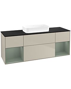 Villeroy und Boch Finion Waschtischunterschrank F742GMHH 160x60,3x50,1cm, Regale Olive matt lacquer, Sand Matt Lacquer