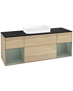 Villeroy und Boch Finion Waschtischunterschrank F742GMPC 160x60,3x50,1cm, Regale Olive matt lacquer, Oak Veneer