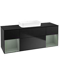 Villeroy und Boch Finion Waschtischunterschrank F742GMPD 160x60,3x50,1cm, Regale Olive matt lacquer, Black matt lacquer