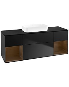 Villeroy und Boch Finion Villeroy und Boch F742GNPD 160x60.3x50.1cm, étagères placage noyer, laqué noir mat