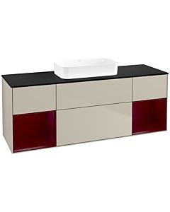 Villeroy und Boch Finion Waschtischunterschrank F742HBHH 160x60,3x50,1cm, Regale Peony matt lacquer, Sand Matt Lacquer