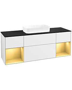 Villeroy und Boch Finion Waschtischunterschrank F742HFGF 160x60,3x50,1cm, Regale Gold matt lacquer, Glossy white lacquer