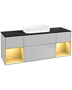 Villeroy und Boch Finion Villeroy und Boch F742HFGJ 160x60.3x50.1cm, étagères laqué or mat, gris clair mat