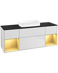 Villeroy und Boch Finion Villeroy und Boch F742HFMT 160x60.3x50.1cm, étagères laqué mat doré, laqué blanc mat