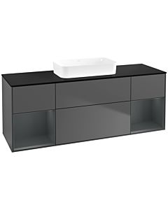 Villeroy und Boch Finion Waschtischunterschrank F742HGGK 160x60,3x50,1cm, Regale Midnight matt lacquer, Anthracite matt