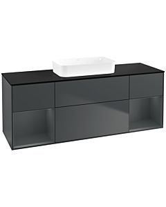 Villeroy und Boch Finion Waschtischunterschrank F742HGHG 160x60,3x50,1cm, Regale Midnight matt lacquer, Midnight Blue Matt Lacquer