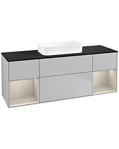 Villeroy und Boch Finion Waschtischunterschrank F742HHGJ 160x60,3x50,1cm, Regale sand matt lacquer, Light grey matt