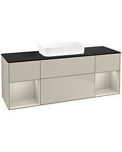 Villeroy und Boch Finion Waschtischunterschrank F742HHHH 160x60,3x50,1cm, Regale sand matt lacquer, Sand Matt Lacquer