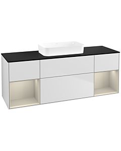 Villeroy und Boch Finion Waschtischunterschrank F742HHMT 160x60,3x50,1cm, Regale sand matt lacquer, White matt lacquer