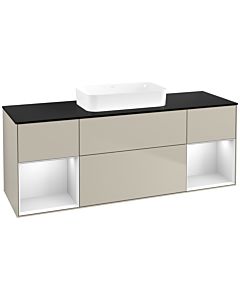 Villeroy und Boch Finion Waschtischunterschrank F742MTHH 160x60,3x50,1cm, Regale White matt lacquer, Sand Matt Lacquer