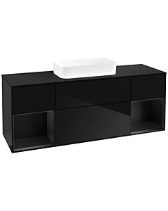 Villeroy und Boch Finion Waschtischunterschrank F742PDPH 160x60,3x50,1cm, Regale Black matt lacquer, Glossy Black Lacquer
