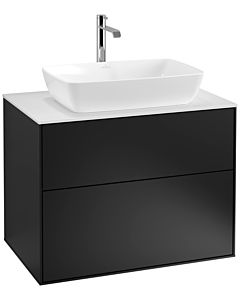 Villeroy und Boch Finion Waschtischunterschrank F75100PD 80x60,3cm, Abdeckplatte white matt, Black matt lacquer