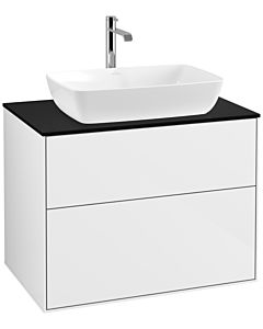 Villeroy und Boch Finion Waschtischunterschrank F75200GF 80x60,3cm, Abdeckplatte black matt, Glossy white lacquer