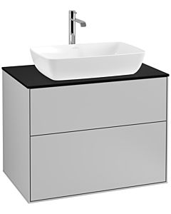 Villeroy und Boch Finion Waschtischunterschrank F75200GJ 80x60,3cm, Abdeckplatte black matt, Light grey matt