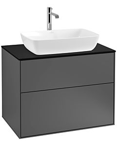 Villeroy und Boch Finion Waschtischunterschrank F75200GK 80x60,3cm, Abdeckplatte black matt, Anthracite matt
