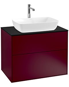 Villeroy und Boch Finion F75200HB 80x60.3cm, plaque de recouvrement noir mat, Peony Matt