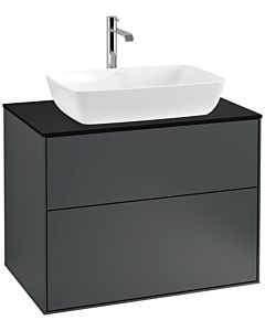 Villeroy und Boch Finion Waschtischunterschrank F75200HG 80x60,3cm, Abdeckplatte black matt, Midnight Blue Matt Lacquer