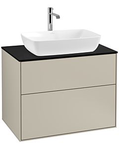 Villeroy und Boch Finion Waschtischunterschrank F75200HH 80x60,3cm, Abdeckplatte black matt, Sand Matt Lacquer