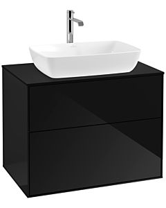Villeroy und Boch Finion Waschtischunterschrank F75200PH 80x60,3cm, Abdeckplatte black matt, Glossy Black Lacquer