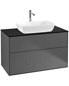 Villeroy und Boch Finion Waschtischunterschrank F76200GK 100x60,3cm, Abdeckplatte black matt, Anthracite matt