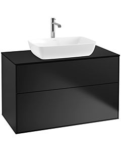 Villeroy und Boch Finion Waschtischunterschrank F76200PD 100x60,3cm, Abdeckplatte black matt, Black matt lacquer