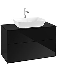 Villeroy und Boch Finion Waschtischunterschrank F76200PH 100x60,3cm, Abdeckplatte black matt, Glossy Black Lacquer