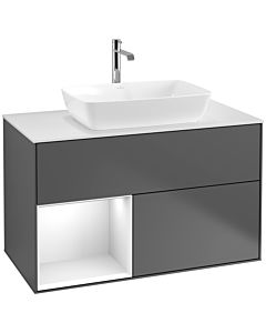 Villeroy und Boch Finion Villeroy und Boch Finion F771GFGK 100cm, cover plate white matt, shelves Glossy white lacquer, anthracite matt