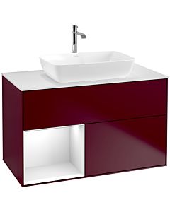 Villeroy und Boch Finion Waschtischunterschrank F771GFHB 100cm, Abdeckplatte white matt, Regale Glossy white lacquer, Peony Matt